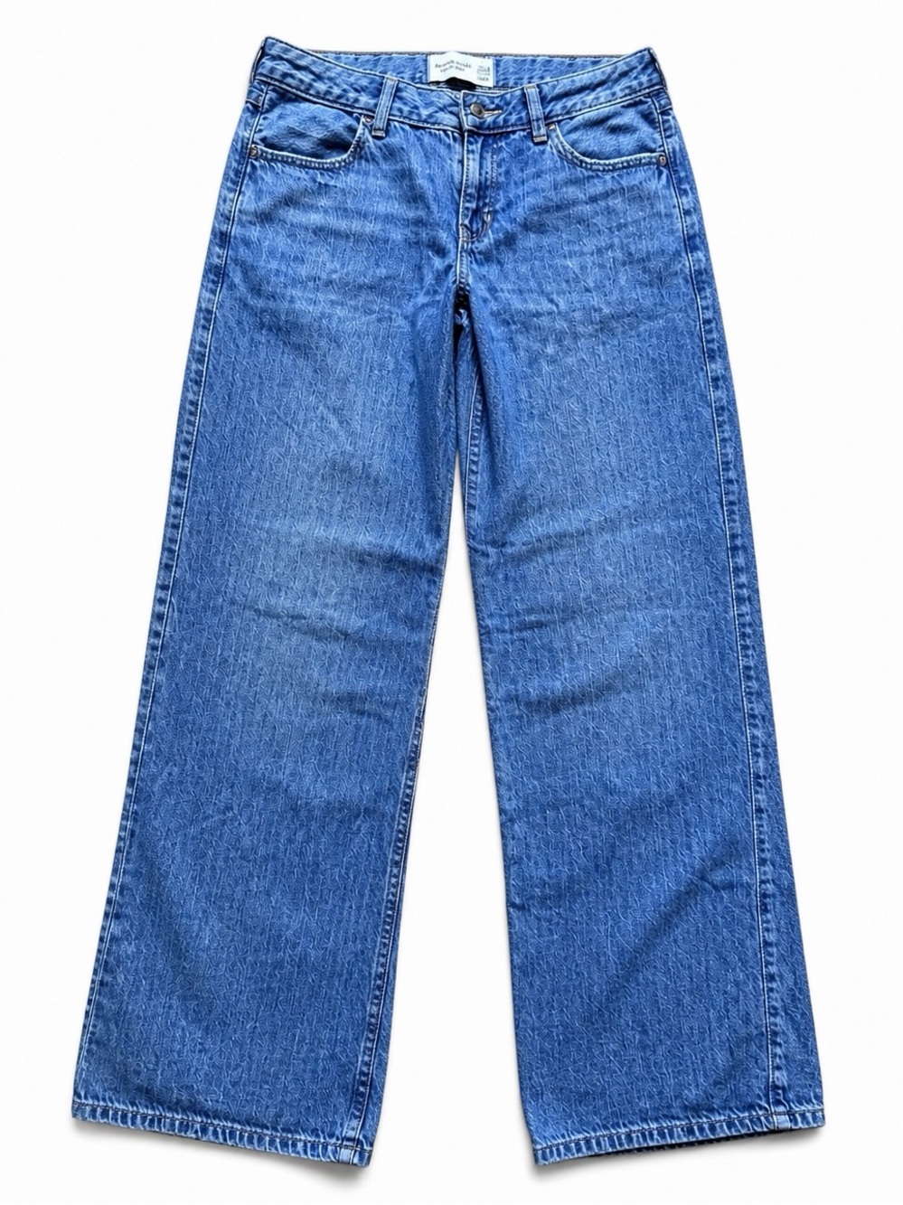Abercrombie Kids Low Rise Baggy Jeans Girls 13/14 Medium Wash Wide Leg Denim